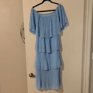 Elegant Blue Off-Shoulder Dress